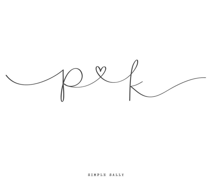 the word pk is written in cursive handwriting with a heart on it