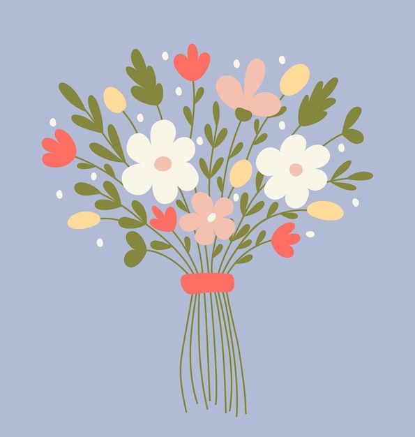 a bouquet of flowers on a blue background