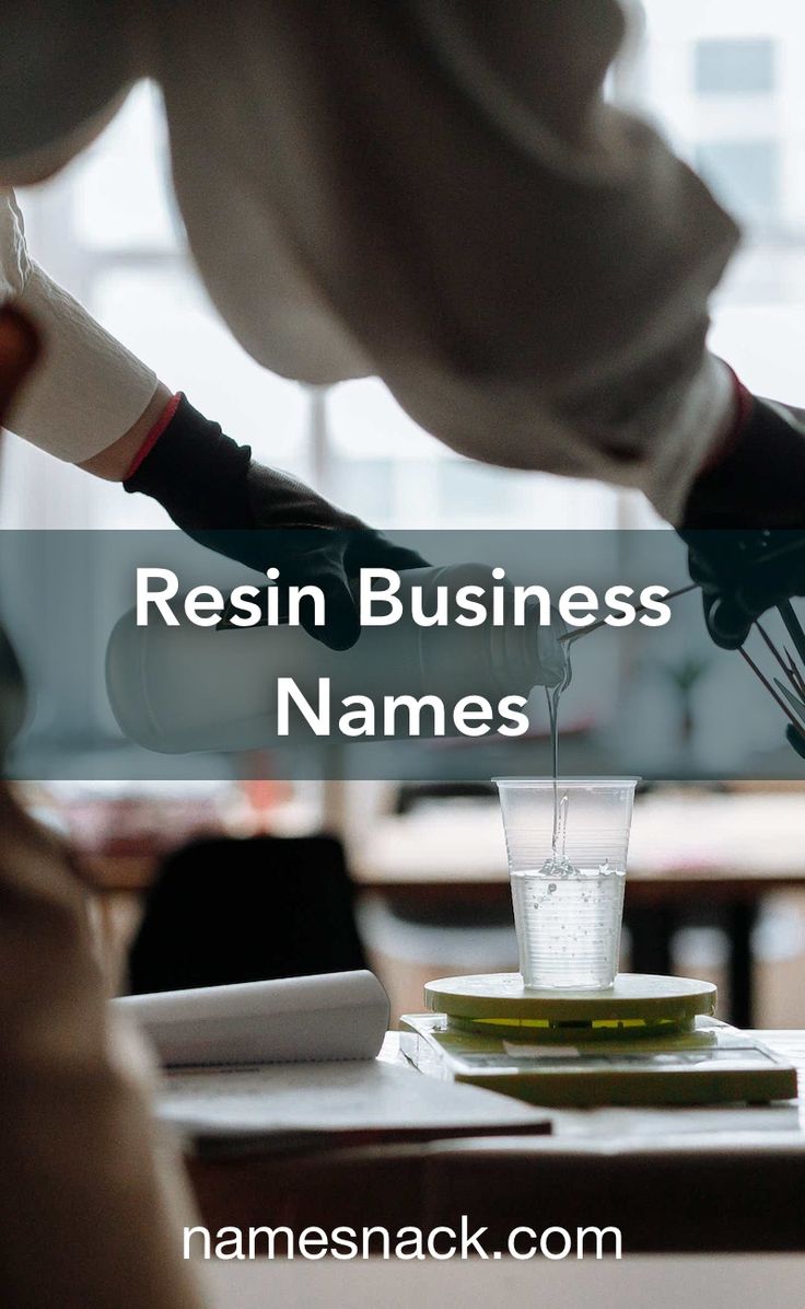 a person pouring liquid into a glass with the words resin business names on it in front of them