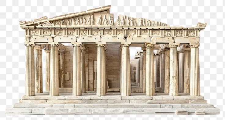 an ancient greek temple with columns and pillars, on a white background png clipart