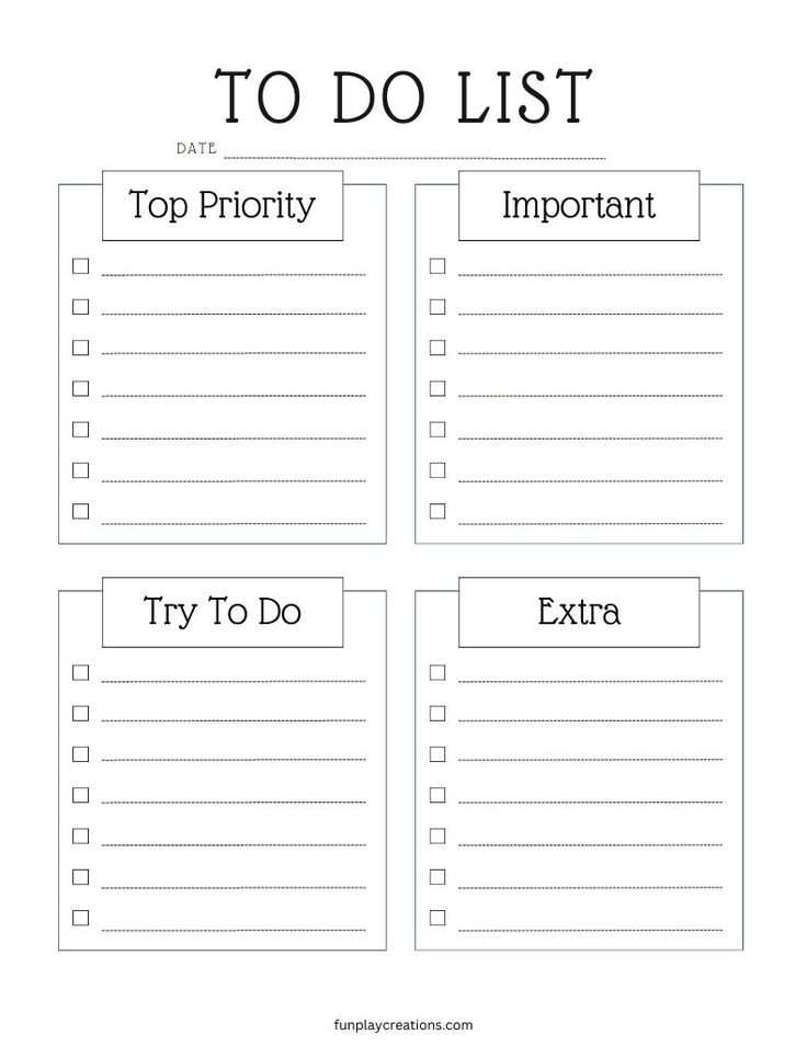 printable to do list with the words top priority, try to do and extra