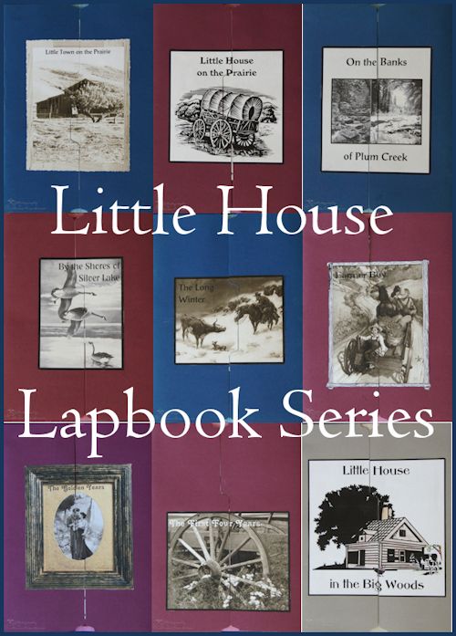 the little house lapbook series is shown with pictures on it and in front of them