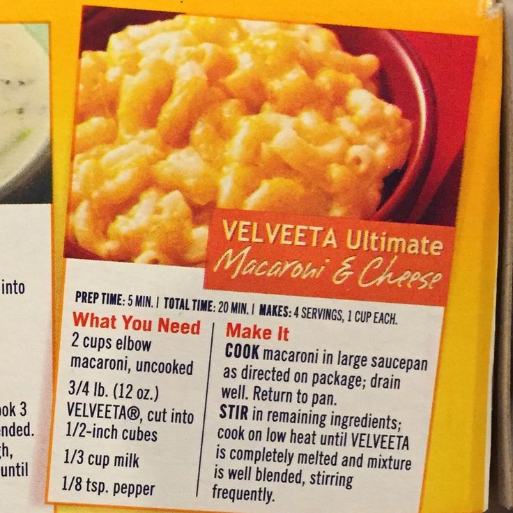 the menu for macaroni and cheese is shown here