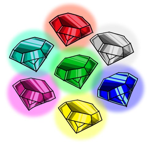 four different colored diamond shapes on a white background