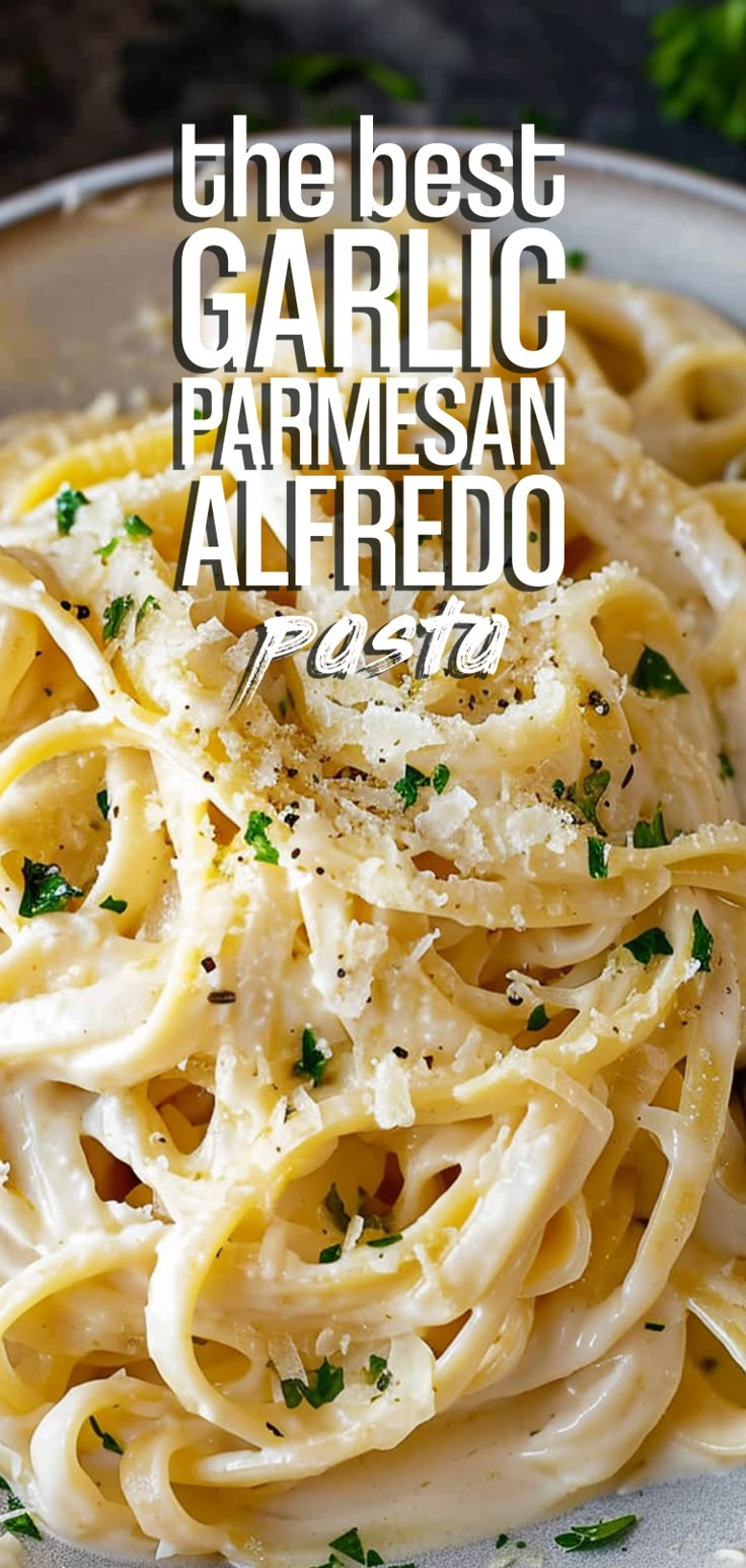 the best garlic parmesan alfredo is on display in this advert for an italian restaurant