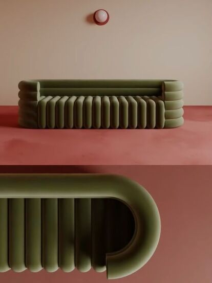 two images one with a green radiator and the other with a pink wall