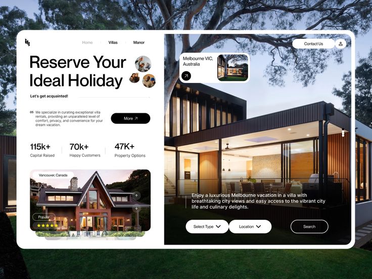 the homepage for real estate listing website is displayed in front of an image of a house