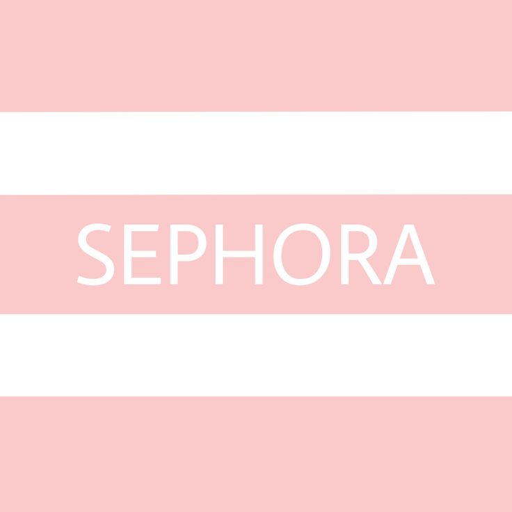 the word sephora on a pink and white striped background with horizontal stripes in two colors