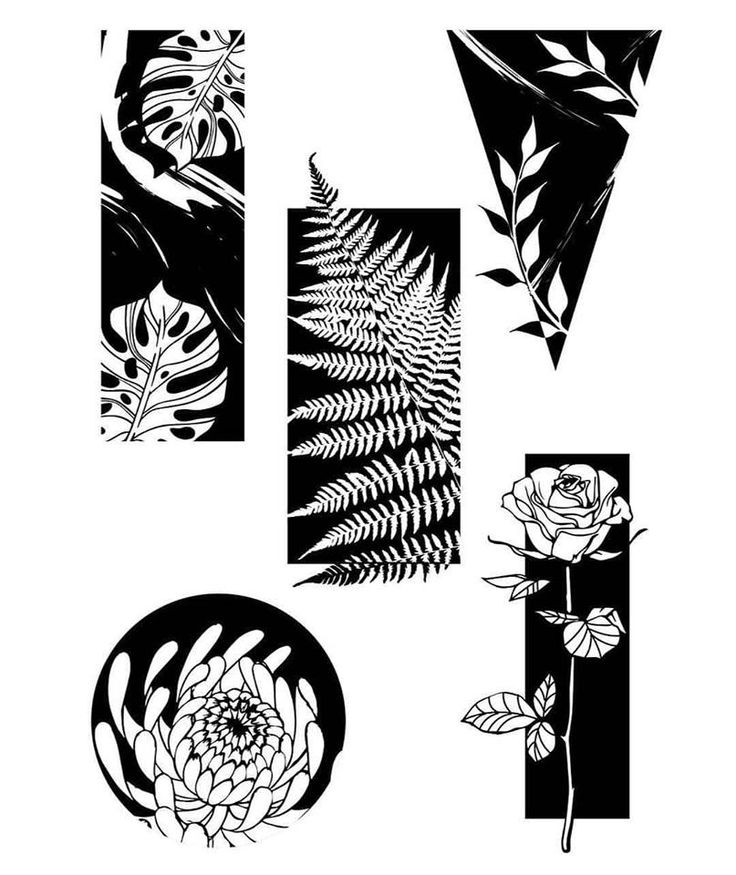 some black and white images with flowers