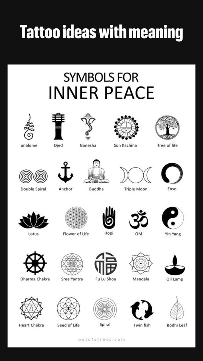 the symbols for inner peace are shown in black and white, with text that reads tattoo ideas