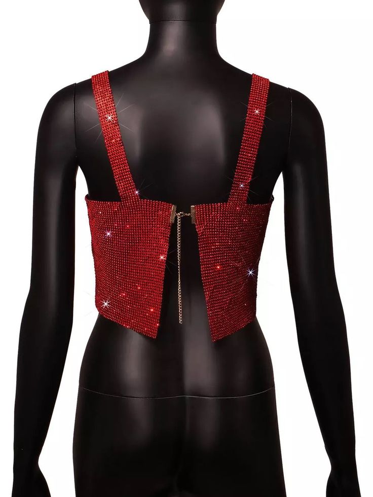 This red rhinestone crop top is a one size top that has an adjustable chain on back. Our red diamond top can be worn by sizes: XS, S, M, L, XL. Chest width: 33.07- 37.80’’ Length:7.09’’ Rhinestone Crop Top, Diamond Top, Red Diamond, Club Parties, Red Rhinestone, Cropped Tank Top, Crop Tank, Night Club, Women Crop