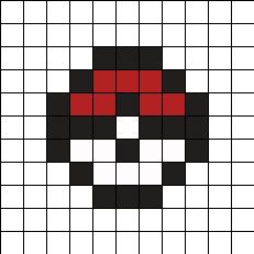 a cross stitch pattern with blue, black and red squares in the center on a white background