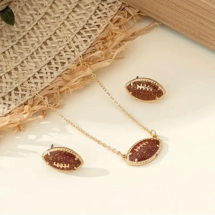 It’s Football Season! I’m Truly Excited, Are You? This 14k Gold Plated Necklace And Earrings Set Will Be Great To Wear To The Football Games Comment Your Favorite Team Below Fast Shipping Football Necklace, Necklace And Earrings Set, Football Season, Football Games, Gold Plated Necklace, Necklace And Earrings, Necklace Earring Set, Necklace Earrings, Earrings Set