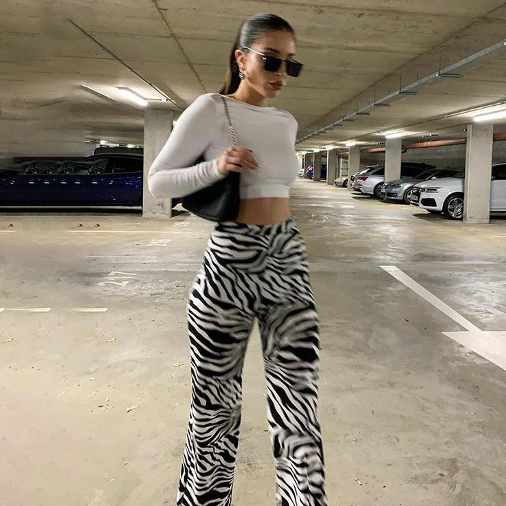 Zebra Print Pants, Zebra Pant, Y2k Trousers, Hip Hop Trousers, Striped Pant, Aesthetic Streetwear, Printed Wide Leg Pants, England Fashion, Print Pants