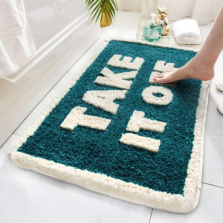 PRICES MAY VARY. Material & Size - green beige take it off bath rug, this rug is made of microfiber, ultra soft comfortable feeling , quickly water absorbent, not easy to shedding, not easy to color fading, TPR non slip bottom. 20x31.5inch(50x80cm), suits for bathroom, , bathtub, sink table floor,door Bath Rugs - cute fun take it off design microfiber flocked bathroom mats, it can placed beside bathtubs, bathroom indoor outdoor, Quickly water absorbent , it can absorb water when your foot wet af Bathroom Mats Decor, Bathtub Mats, Rugs For Bathroom, Shower Toilet, Bathroom Themes, Take It Off, Bathroom Bath Mats, Bathtub Accessories, Green Bathroom