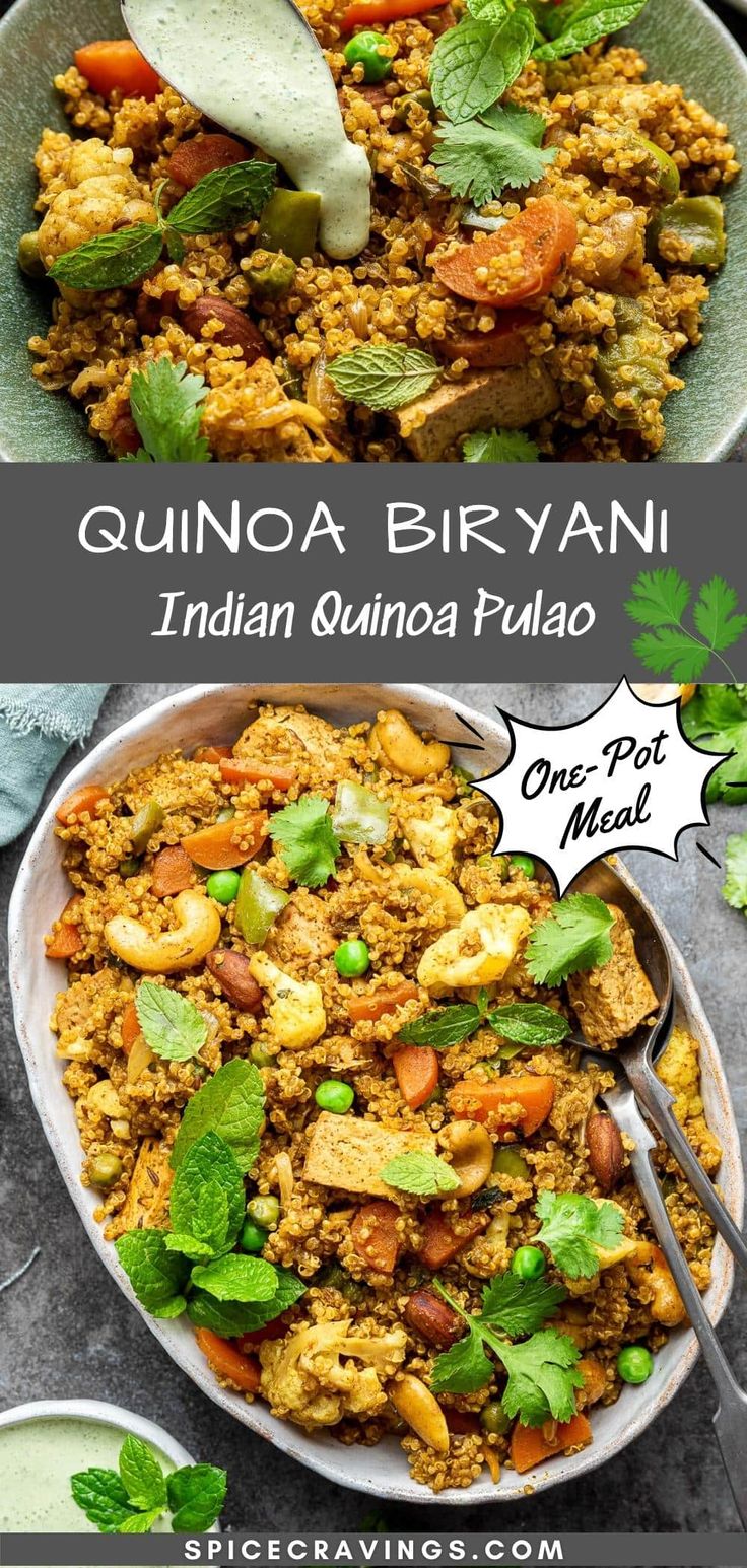 an image of quinoa biriyani with shrimp and vegetables