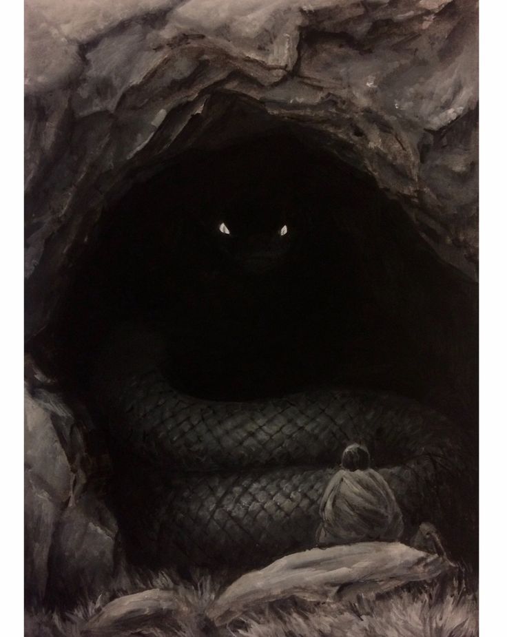 a painting of a black cat in a cave