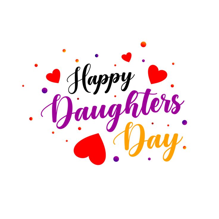 happy daughter's day card with hearts and confetti on white background illustration