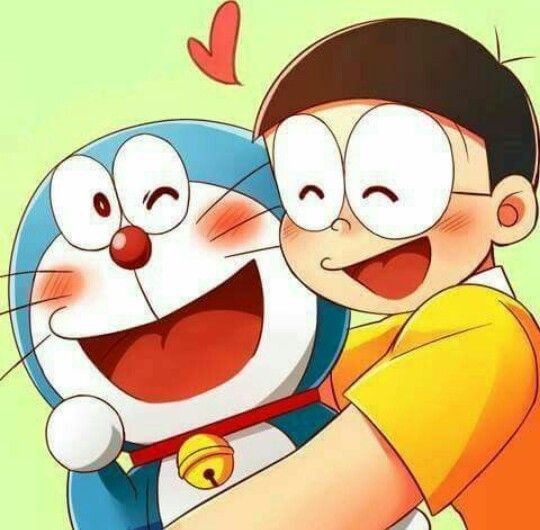 the cartoon character is hugging his friend