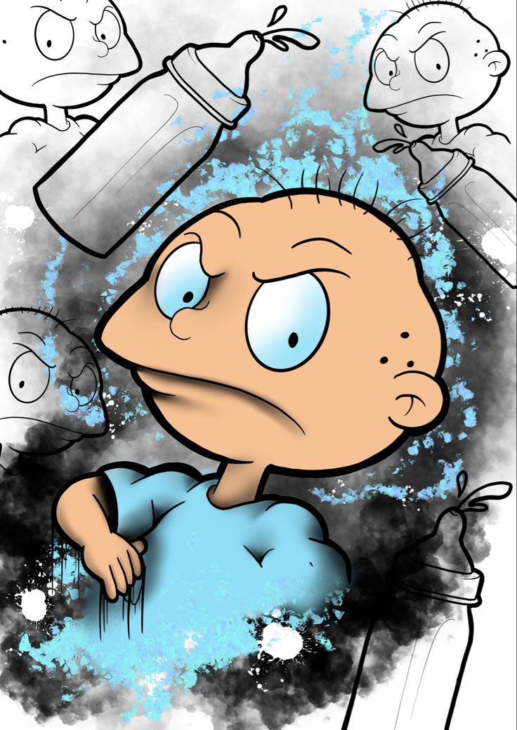 an image of a cartoon character with blue ink