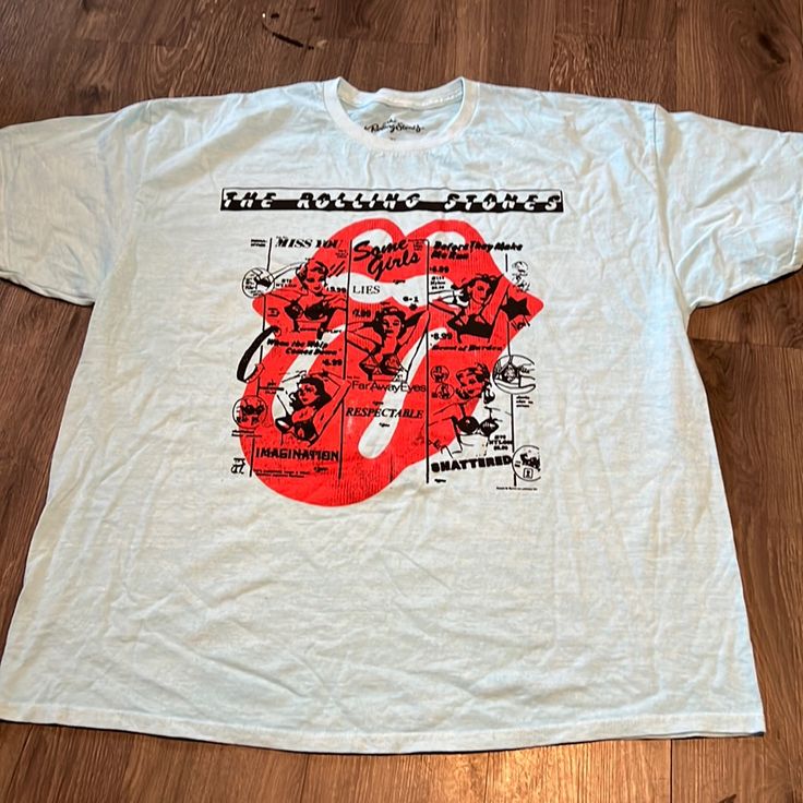 The Rolling Stones Oversized Shirt New Without Tags Measurements 24 Inch Pit To Pit 29 Inch Length Rolling Stones Shirt, Graphic Design Images, Rock Tees, Concert Fits, Hannah Montana, Rolling Stone, Streetwear Y2k, Some Girls, Vintage Streetwear