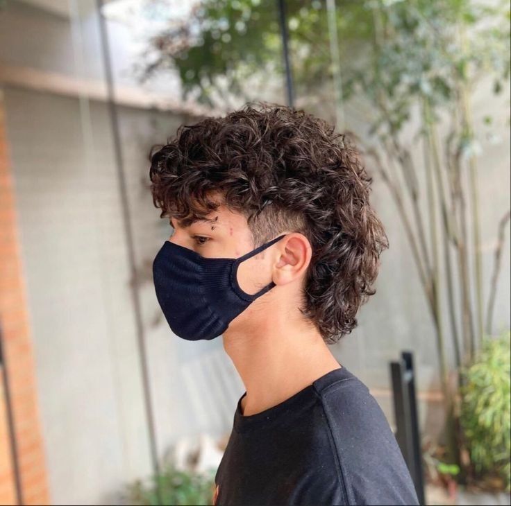 Mullet With Perm Men, Short Haircuts Curly Hair Men, Curly Mullet Taper Fade, Faux Hawk Curly Hair Men, Mullet Perm Hairstyles Men, Short Curly Haircuts Masculine, Curly Men Mullet, Men’s Curly Haircut Mullet, Mullet With Perm