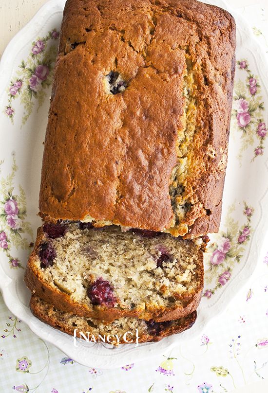 two slices of banana bread on a plate