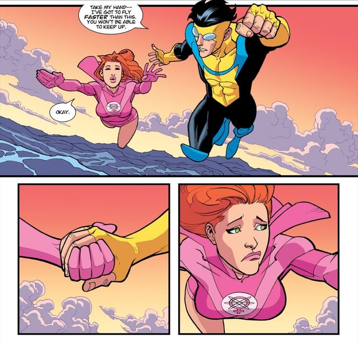 a comic page with an image of a woman being chased by a man in the air