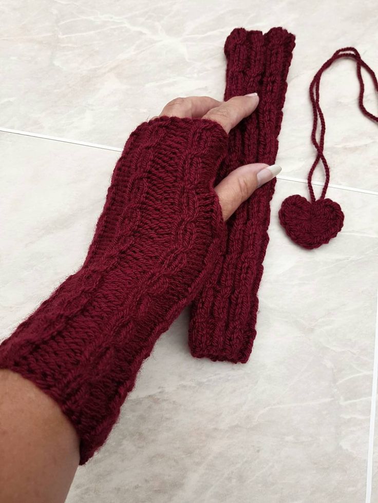 Finger-less Gloves, Burgundy Red, Hand Made Knitted Stretchy Rib Texting Mitts for Women #fingerlessgloves 2nd Anniversary Gift, Hand Wrist, 2nd Anniversary, Popular Color, Plum Purple, Crochet Scarves, Neck Warmer, Hippie Style, Burgundy Red