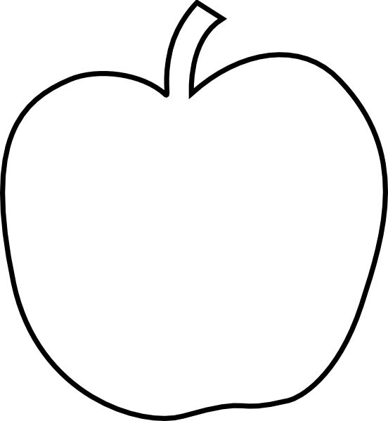 an apple is shown in black and white, with the outline on it's side