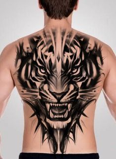 a man with a tiger tattoo on his back