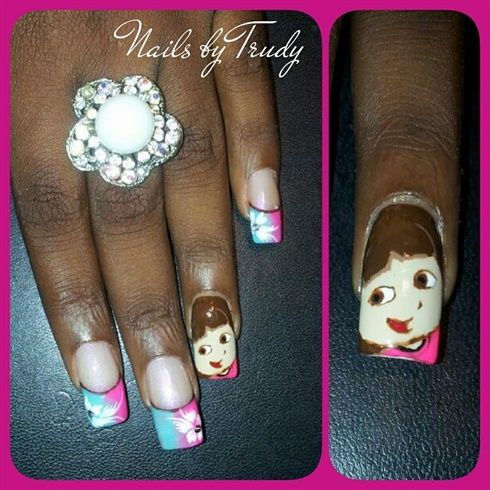 Dora  by teecee - Nail Art Dora Nails, Dora Pictures, Dora And Boots, Nails Feet, Nail Inspo, Acrylic Nails, I Hope, Nail Art, Nails