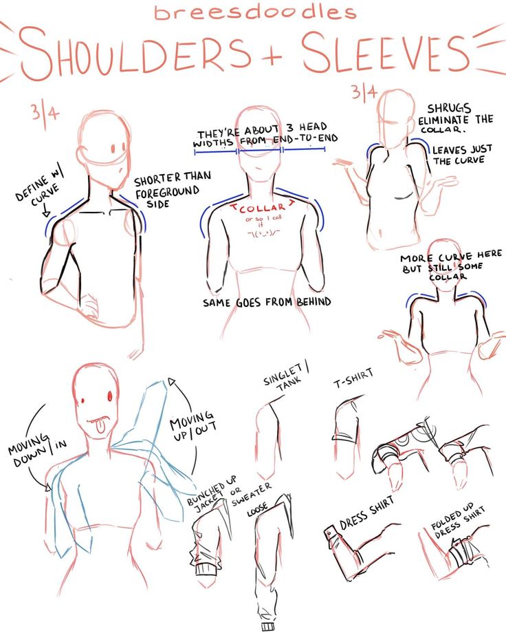 an image of how to draw the shoulders and sleeves