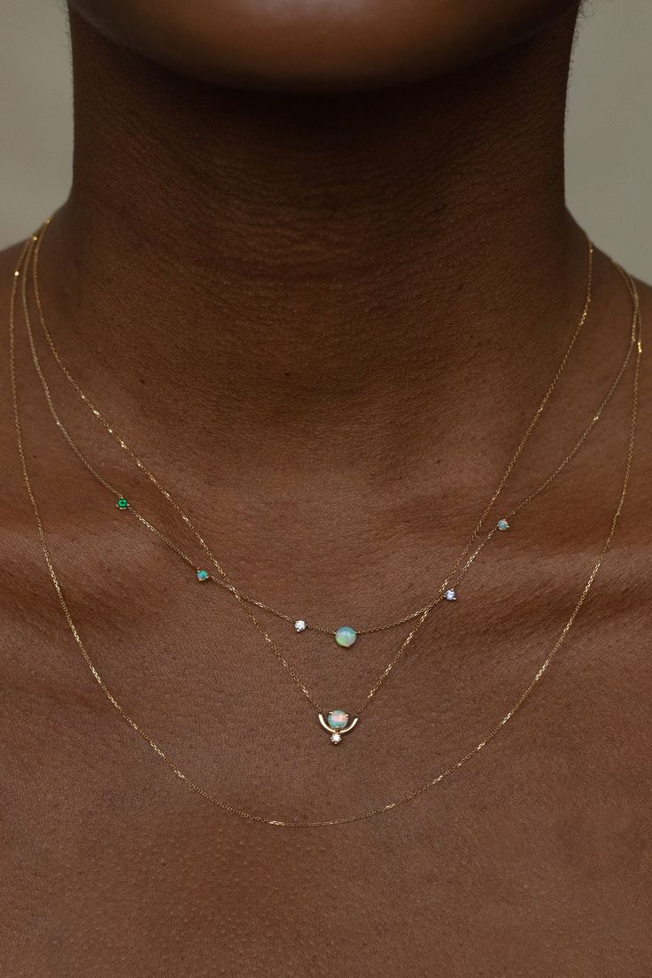 Nestled Opal and Diamond Necklace – WWAKE Antique Opal Necklace, Dainty Necklace Stack, Wwake Jewelry, Opal Necklaces, Stone Jewelry Necklace, Jeweled Necklace, Opal And Diamond Ring, Dainty Necklaces, Pretty Jewelry Necklaces