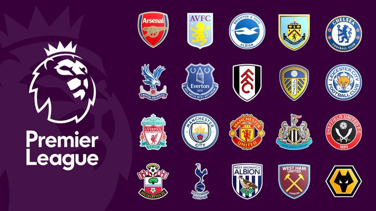 several different logos and emblems on a purple background with the words'premier league '