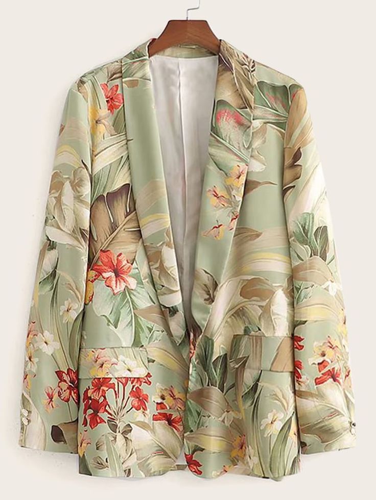 Kimono Blazer, Vacation Outfits Women, Bohemian Jackets, Vacation Clothes, Shawl Collar Blazer, Floral Printing, Ladies Blazer, Floral Blazer, Summer Suits