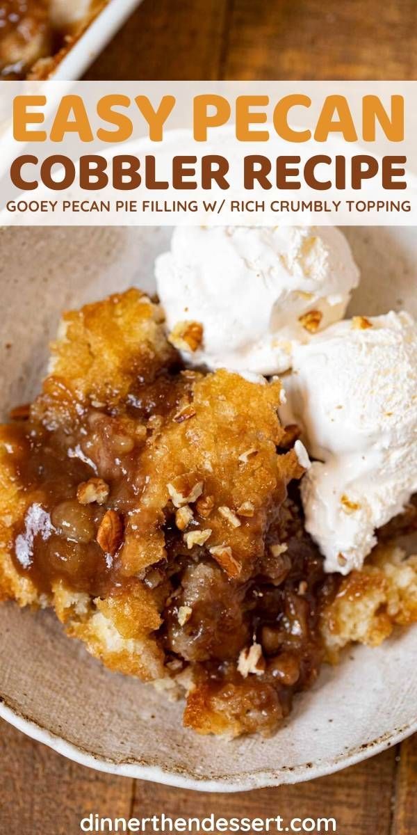 easy pecan cobbler recipe on a plate