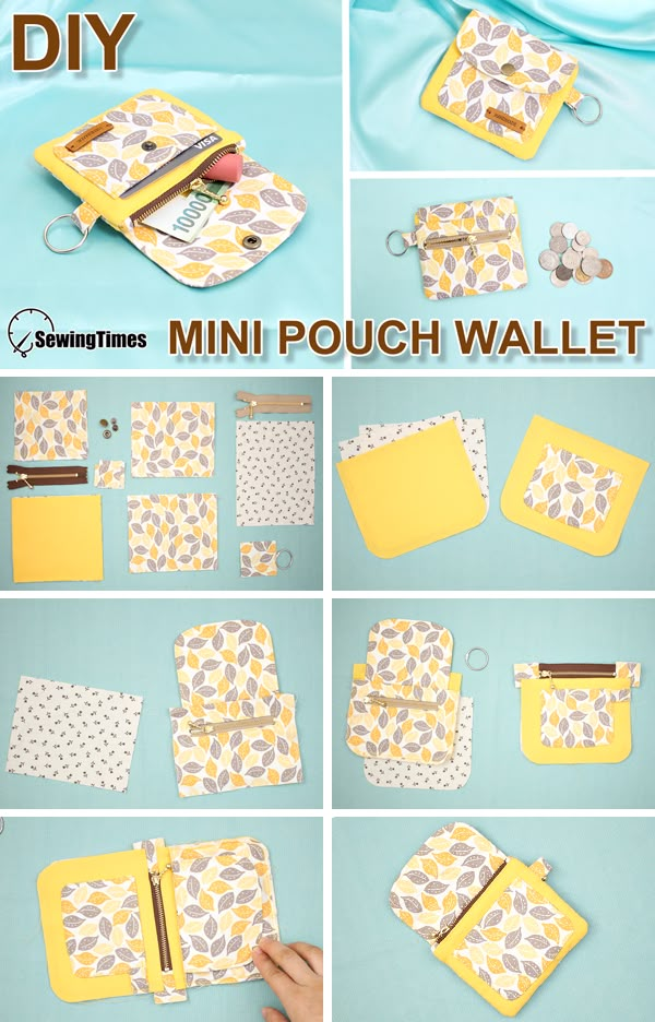 how to make a mini pouch wallet with paper and buttons on the front, inside and out