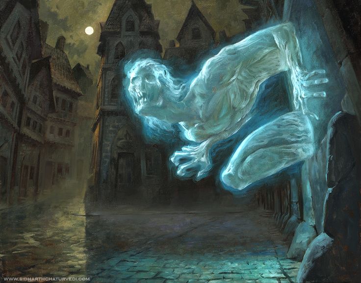 an artistic painting of a ghost in the city