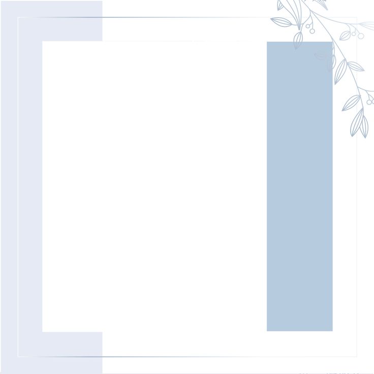 a white and blue border with leaves on it, in the middle of an empty square