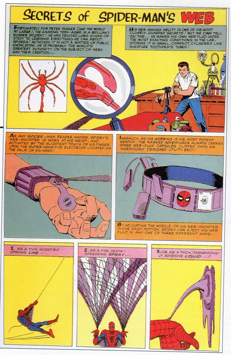 an old comic book page with spider - man's web