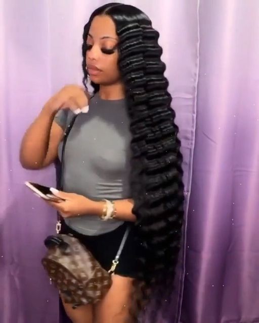 Krimped Hairstyles, Lace Front Wig Deep Wave, Deep Wave Human Hair, Deep Wave Hairstyles, Hair Affair, Slick Hairstyles, Hair Ponytail Styles, Hair Laid, Dope Hairstyles