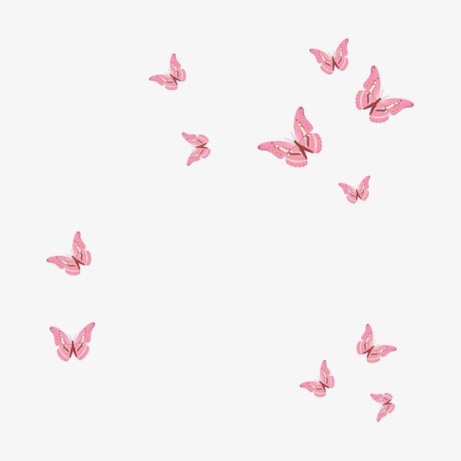 a group of pink butterflies flying in the sky