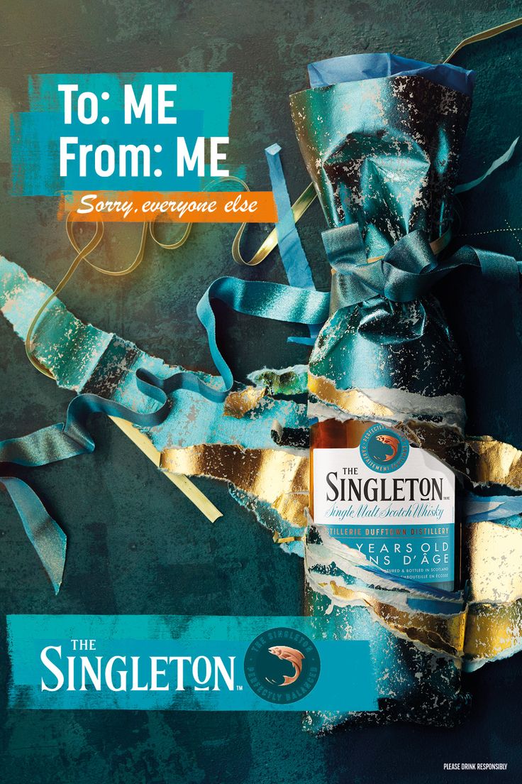 a bottle of singleton's to me from me is wrapped in blue ribbon