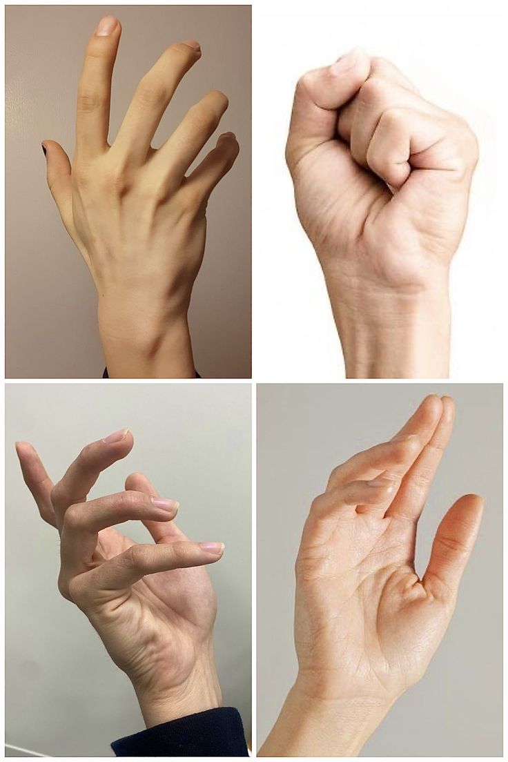 four different images of hand gestures and fingers