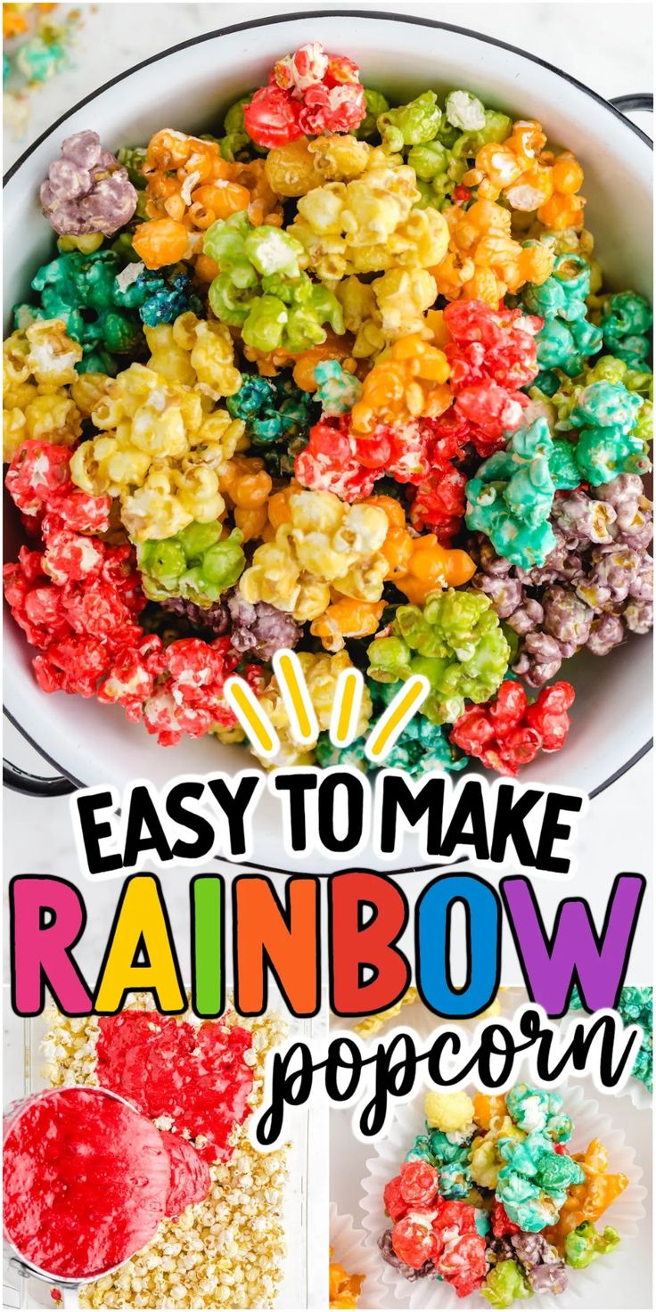 easy to make rainbow popcorn recipe for kids