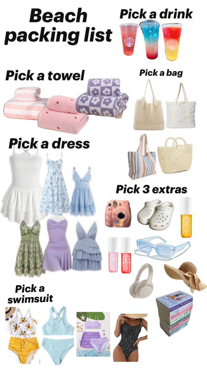 Sleepover Packing, Beach Bum Aesthetic, Chose Your Outfit, Sleepover Packing List, Summer Bag Essentials, Trip Essentials Packing Lists, What To Pack For Vacation, Beach Packing List, Sleepover Essentials