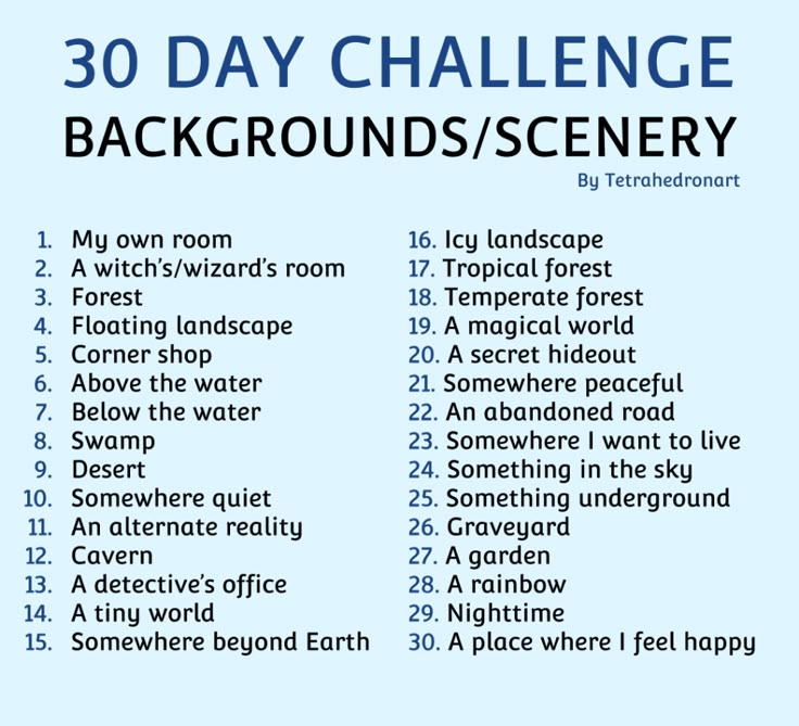 the 30 day challenge for backrounds / scenery is shown in blue and white