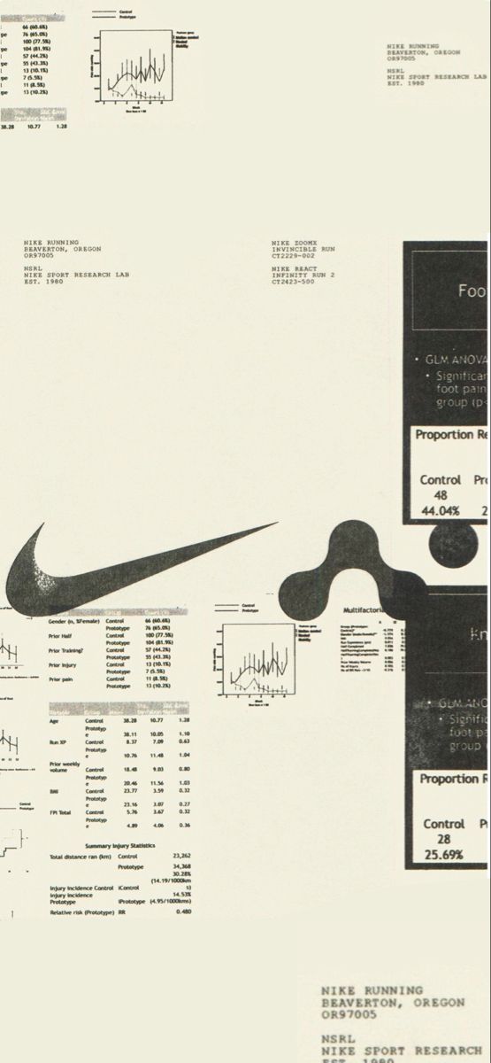 the nike logo is shown in black and white, as well as other information about it