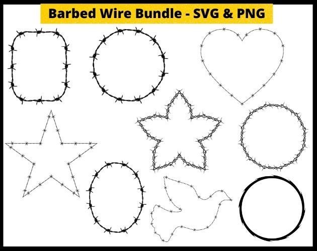 Barbed Wire SVG, Wire Svg, Barbed Svg, Heart Frame Bundle, Sign Svg ...